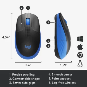 M190 Full-Size Wireless Mouse – Comfortable Ergonomic Design – Open Box